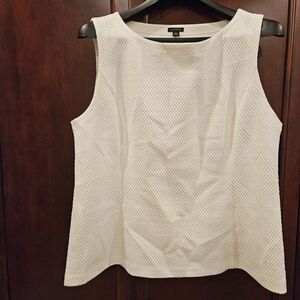 Ann Taylor Textured Cream Sleeveless Blouse